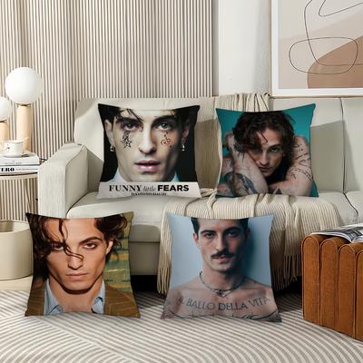 Italian Singer Damiano David Pillow Case Office Cushions Suitable For Sofa Car Bedroom Decorative Cushion Cover