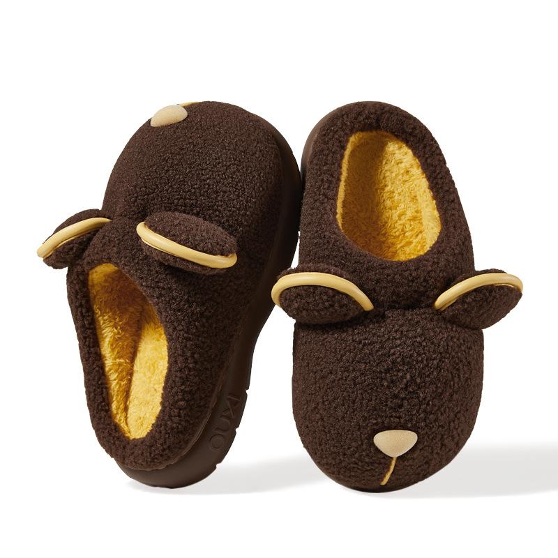 Einfache braune Bär Haus Baumwollpantoffeln Herbst und Winter Indoor Zuhause Zuhause Rutschfest und Verschleißfest Plüschpantoffeln