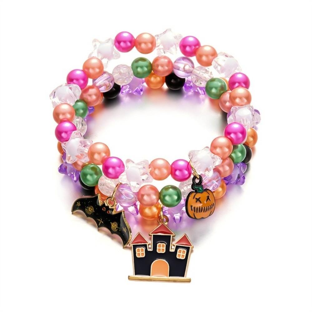 3pcs Gothic Style Pumpkin Pendant Bracelet Zinc Zinc Zinc Alloy Colorful Beaded Bracelet  Party
