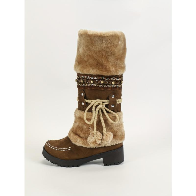 Damen Winter Pelzige Rutschfeste Plateau-Sneaker/Stiefel - Dicke Plateau-Höhenerhöhung