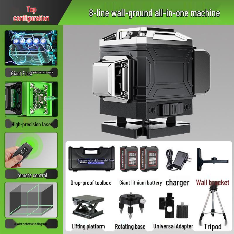 High-Precision Green Laser Level with 16 Lines for Wall and Floor Integration