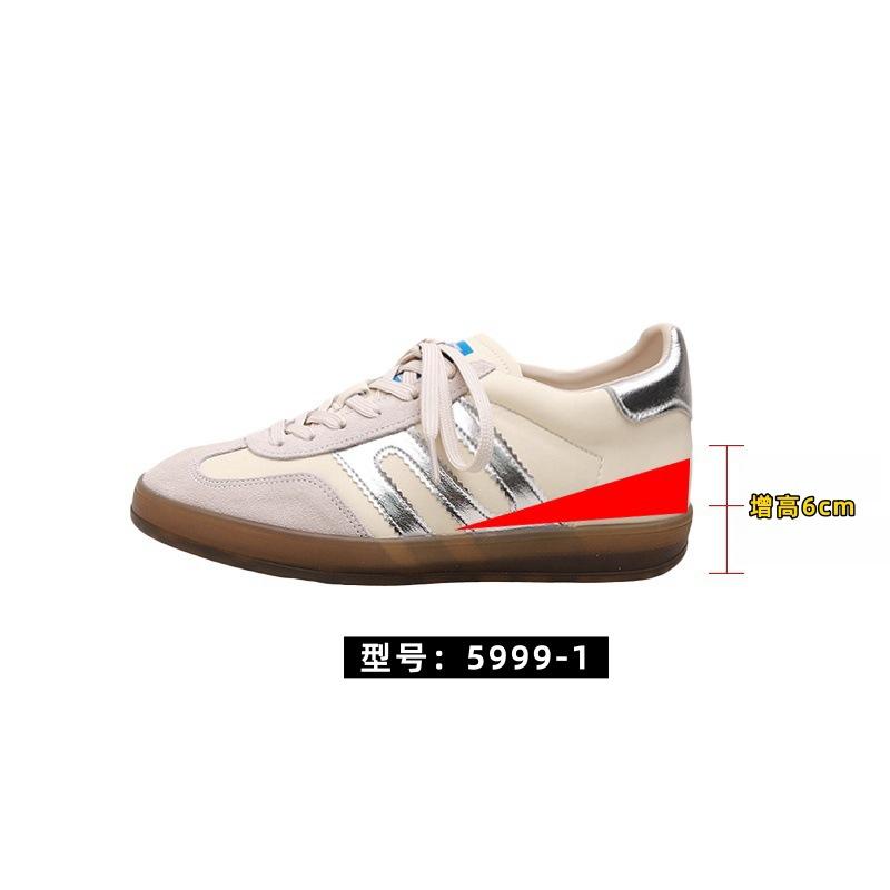 Spring New Inner Height Increase Women's Leather Sports Leisure Board Shoes Versatile Sports