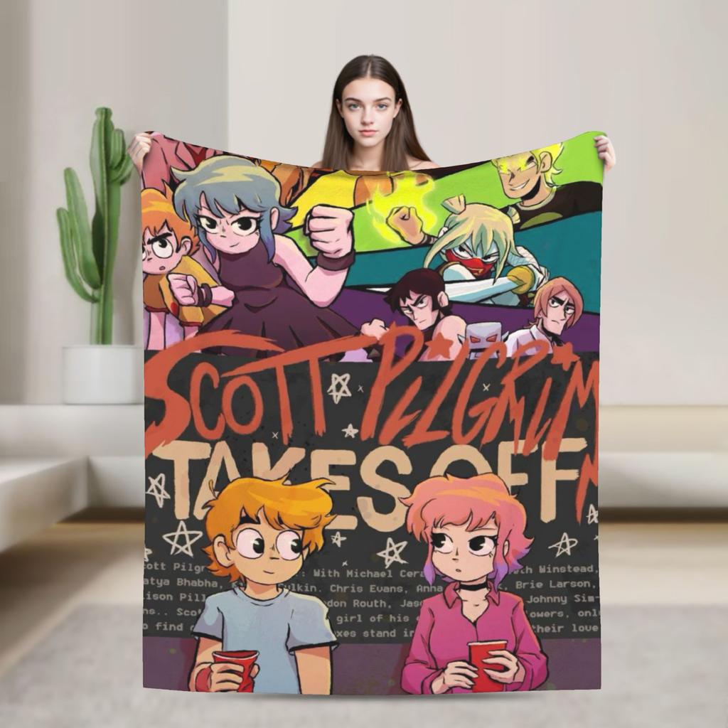 Indie Film Character Scott Pilgrim Blankets Soft Plush Throw Blanket For Home Decor Airplane Travel Flannel Bedspread Bed Cover
