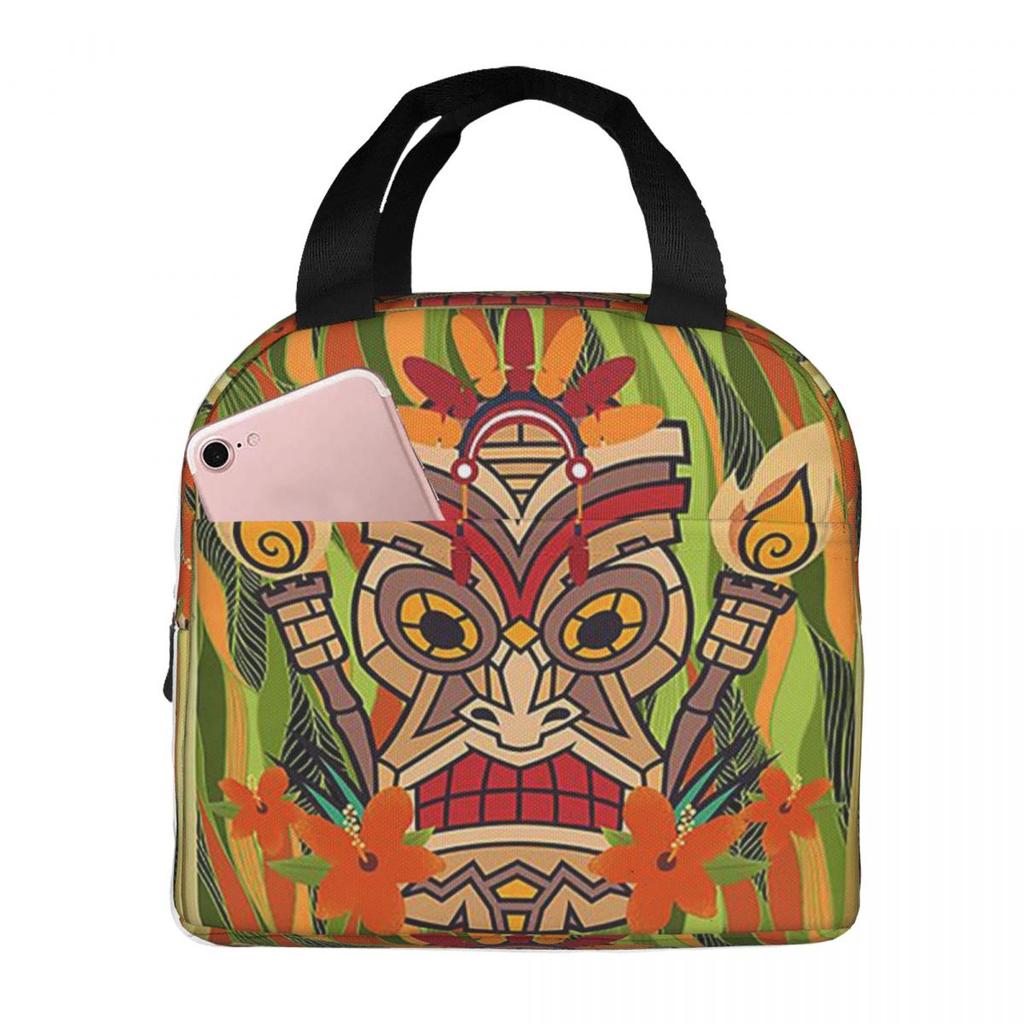 Ethnic Totems Of Indians Tiki Insulated Lunch Bag for Kids School Cooler Thermal Food Box Tote Leakproof Lunch Boxes Container