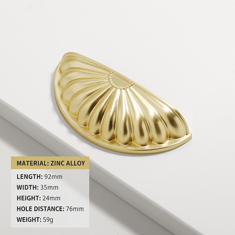 Semicircle Shell Cabinet Handles Wear Resistant Solid Zinc Alloy Drawer Pulls for Laundry Room Cabinet Headboard Upgrade
