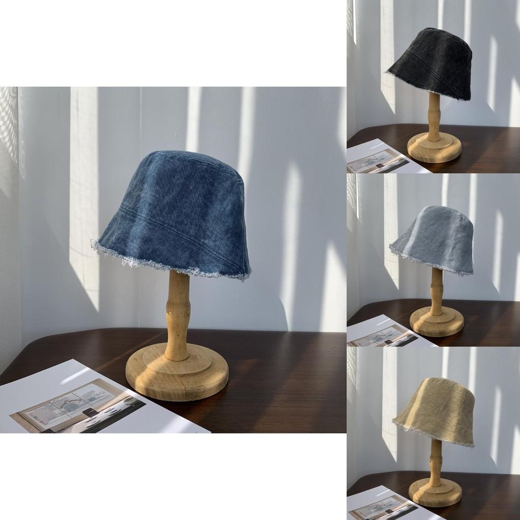 Trendy 2021 Washed Denim Bucket Hat For Women Youthful Style Wide Brim Sun Protection