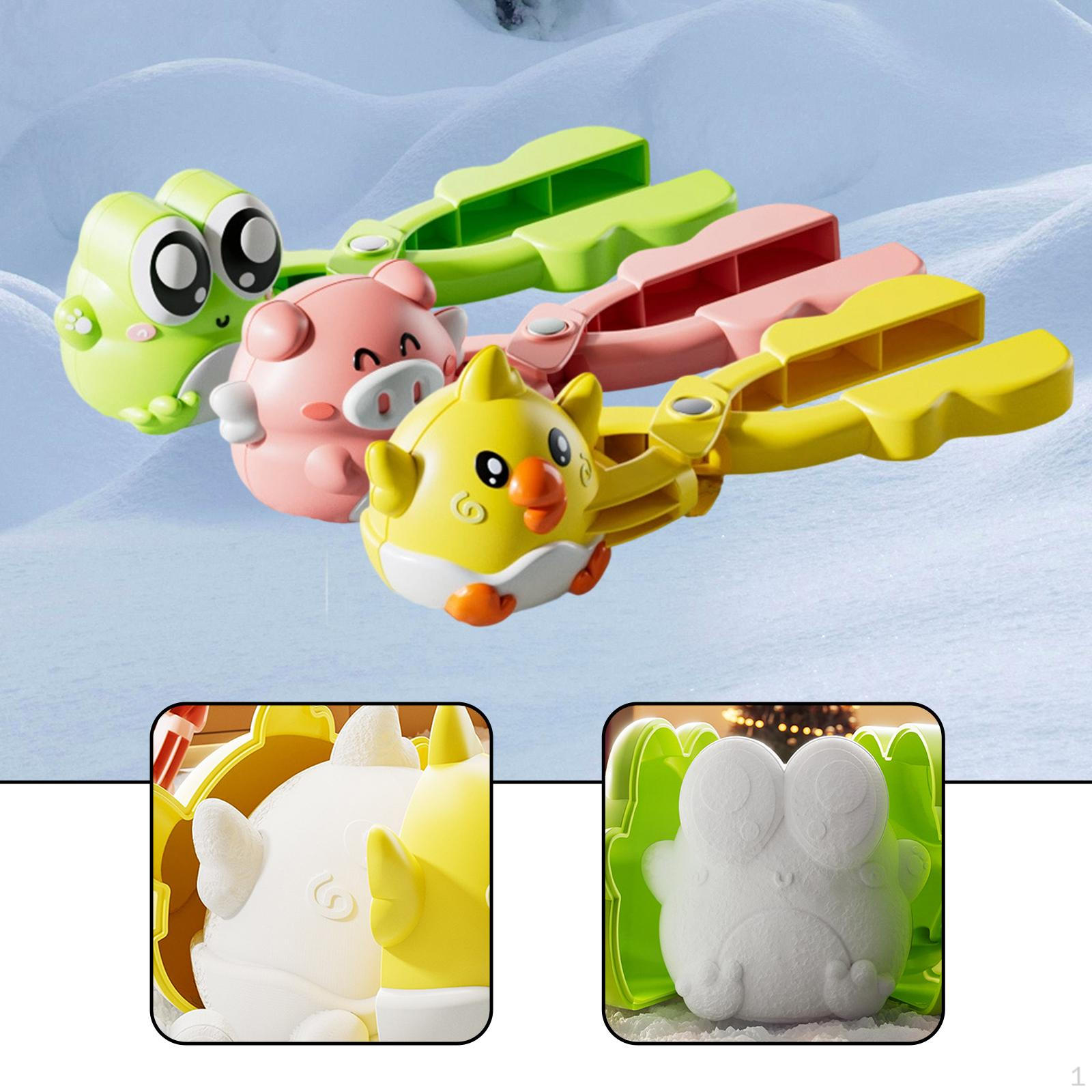 

3Pcs Snowball Clip Snow Ball Toy with Handle Animal Shape Making Tool Fight Game for