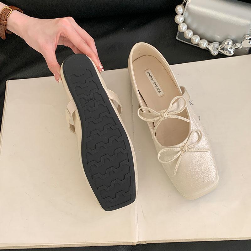 Fashion 2025 New Fashion Silk Women Flats Slip On Shoes Female Butterfly-Knot Ladies Mary Janes Shoes With Height Increasing Footwear