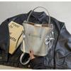 Compact Handbag In Soft Silver Leather For Women Ballet Style Bucket Bag With Bow Elegant Crossbody Bag New Fashion