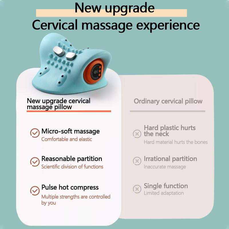 Electric Shiatsu Massage Pillow EMS Neck Massager with Heat Vibration for Pain Relief Deep Tissue