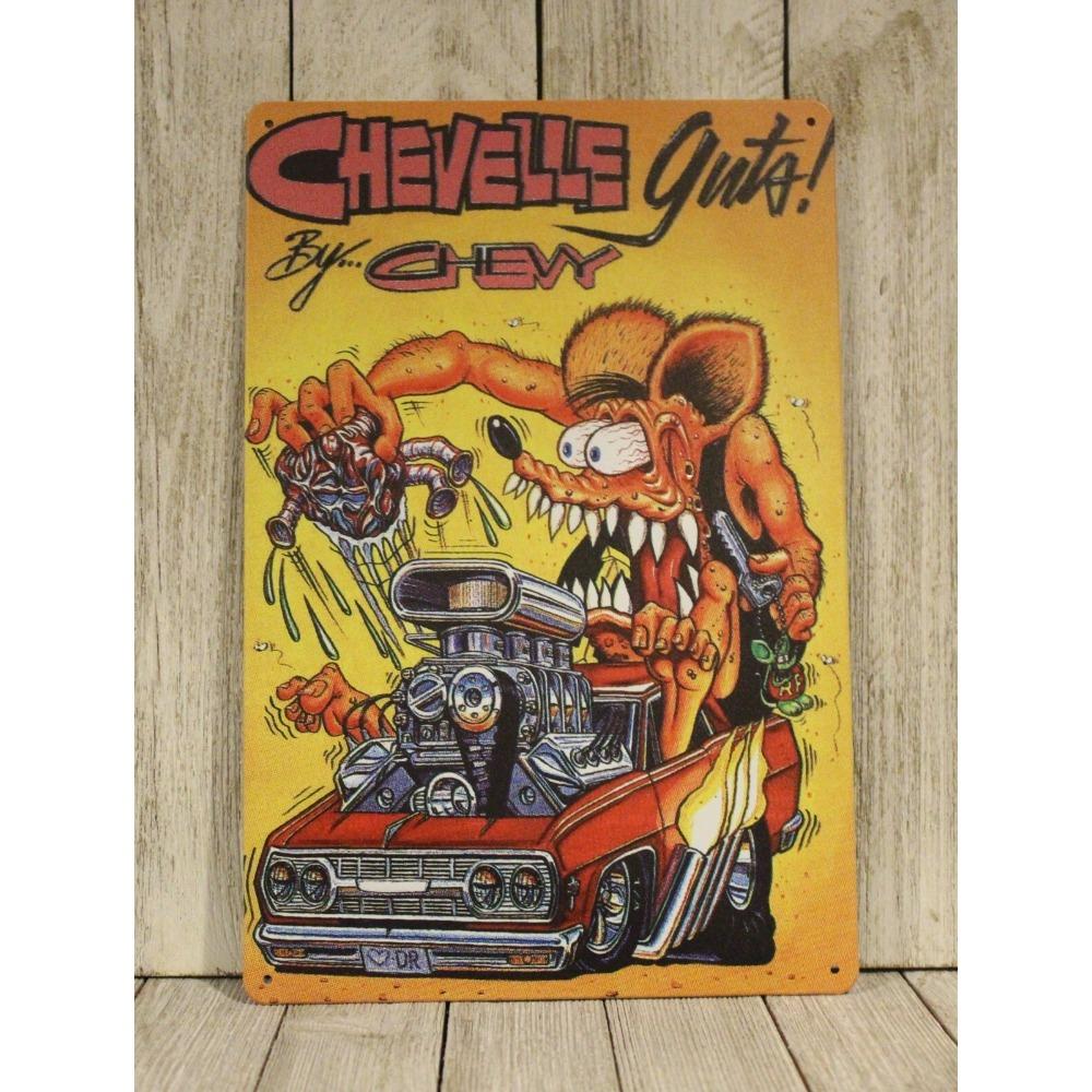 Rat Fink Vintage Look Metal Tin Sign - Hot Rod Racing Poster Decor for Man Cave Garage, Retro Wall Art