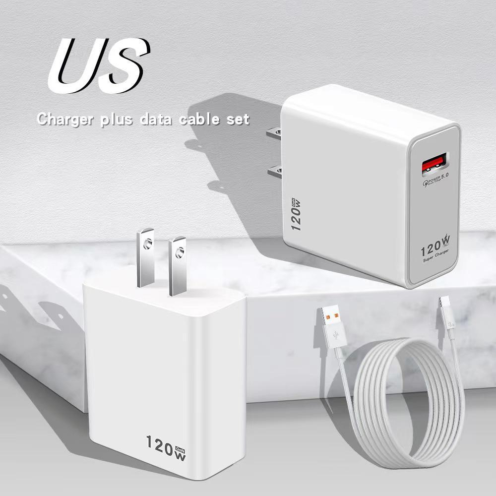 Cargador rápido de 120 W compatible con la UE, EE. UU. y el Reino Unido para Xiaomi y Huawei