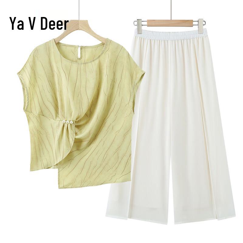 Yalu Mom s Summer Silk Two-Piece Set 5XL