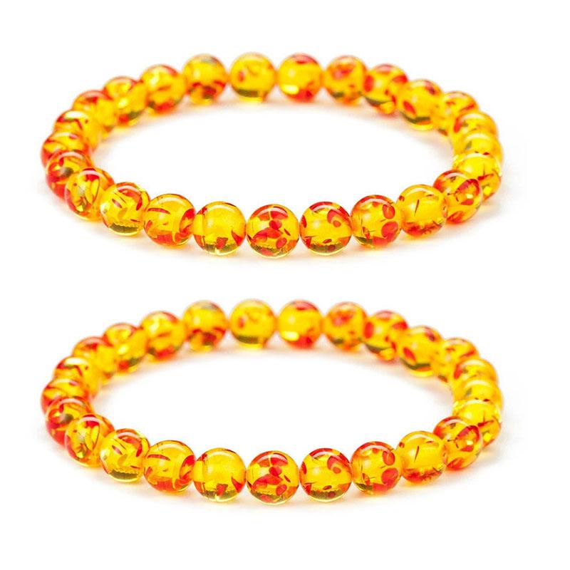 Women'S Women Gift Natural 8/10Mm Bangle Resin Stretch Bead Round Elastic Bracelet