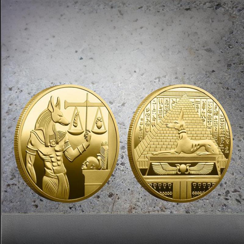 Doghead God Anubis Commemorative Coin Souvenir Ancient Egyptian Death Guardian Commemorative Coin