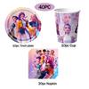 K-Pop Kindergeburtstagsparty Zubehör All-in-One Dekorationsset - Papiergeschirr Becher Süßigkeitenbox Geschenktüten Banner für festliche Feiern