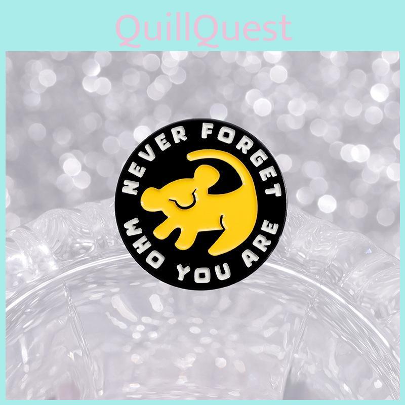 Trendy Geometric Round Never Forget Who You Are Cartoon Dog Enamel Pin For Fashion Enthusiasts