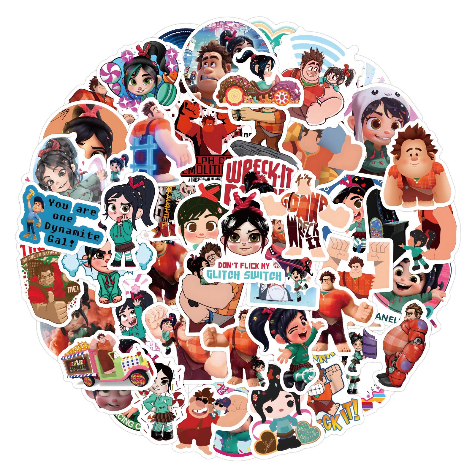 Wreck-It Ralph Cartoon Stickers: 120 Waterproof Graffiti Decals for Planners, Water Bottles & Computers