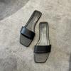 Ladies New Black White Flat Slippers Women Genuine Leather Peep Toe One Strap Mules Shoes Woman Summer Slides Comfort Clogs