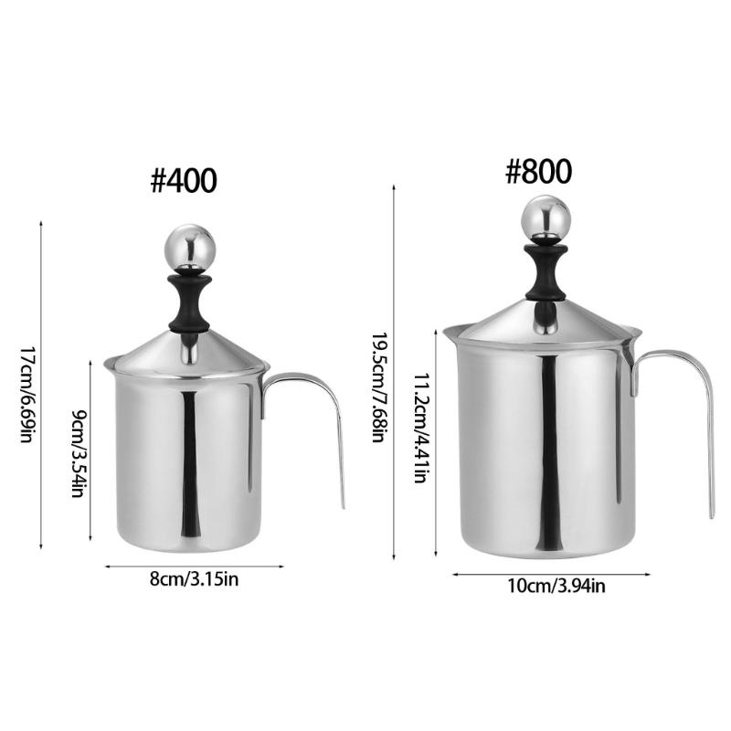 Nonrust Steel Manual Milk Frother Double Layer Whisks For Homemade Coffee No Electricity Need Portable Design