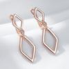 Glossy Rhombus Dangle Earrings For Women Trend  Rose Gold Color Natural Zircon Accessories Daily Fine Jewelry