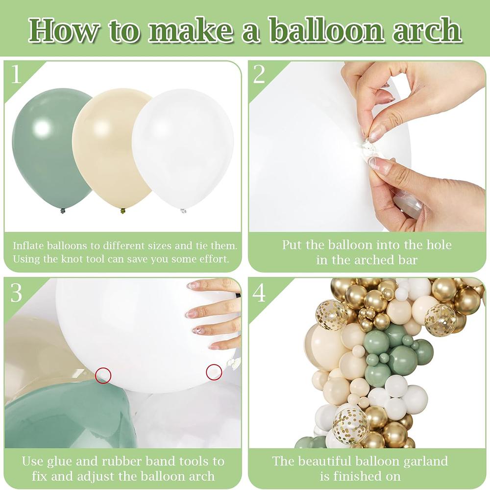 Sage Green Balloon Garland Arch Kit Olive Green White Sand Gold Confetti Balloon Wedding Bridal Shower Birthday Party Decoration