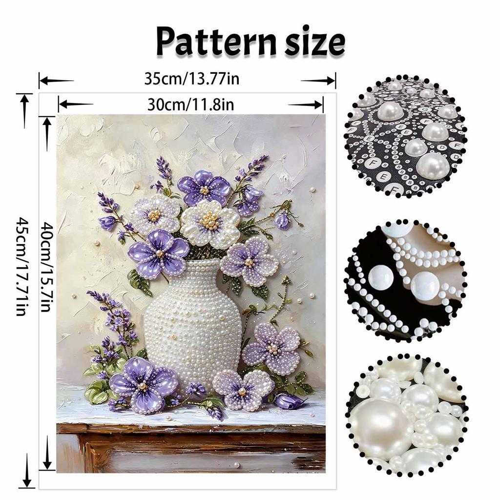 Purple Floral Vase Pearl Painting Set Pearl Art DIY Handmade Crafts Home Wall Decoration