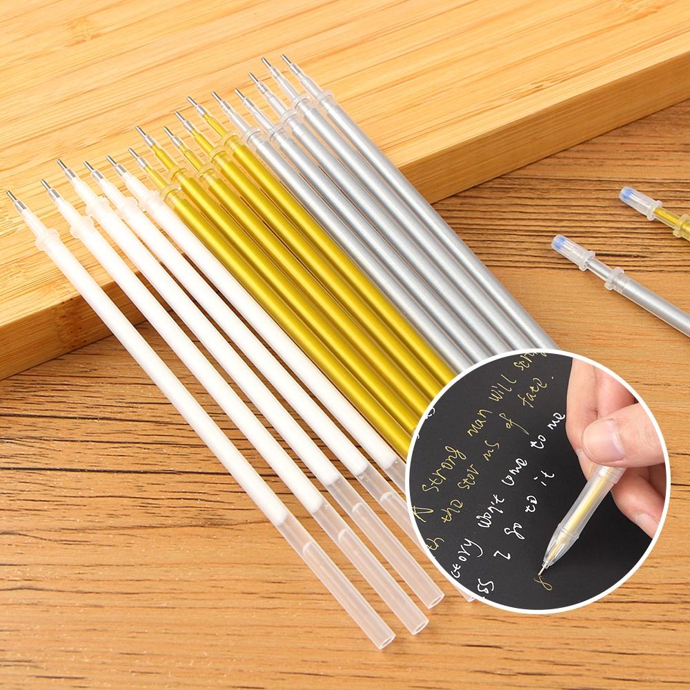 Buy 10Pcs 0.8mm White Gold Silver Gel Pen Refill Photo Album Pen