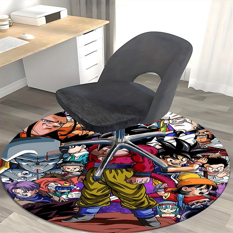 1pc Dragon Ball Z Characters Anime Cartoon Design Round Carpet Office Chair Mat NonSlip Rug Suitable for Home Decor Living Room Bedroom Game