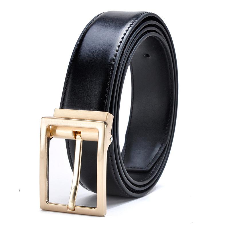 Men'S Pin Clip Buckle Belt Two-Layer Cowhide Men'S Belt Blue Business Belt Casual Pants Belt Layer