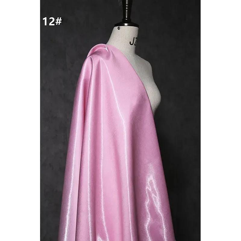 150Cm Wide Luxury Glossy Metallic Liquid Satin Fabric Galaxy Shiny Cloth Crafts for Fashion Designer Show Dress Comfort Material