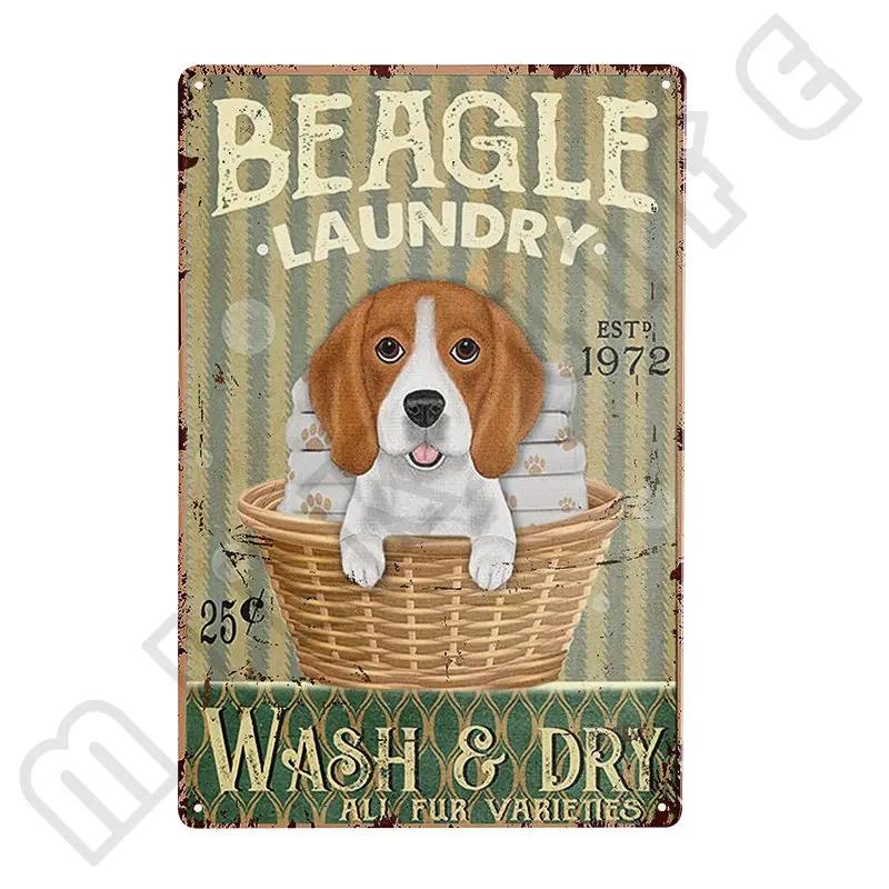 Funny Beagle Dog Metal Tin Sign Plate Retro Art for Bathroom Kitchen Restaurant Dessert Shop Pet Shop Farmhouse Home Room Decor