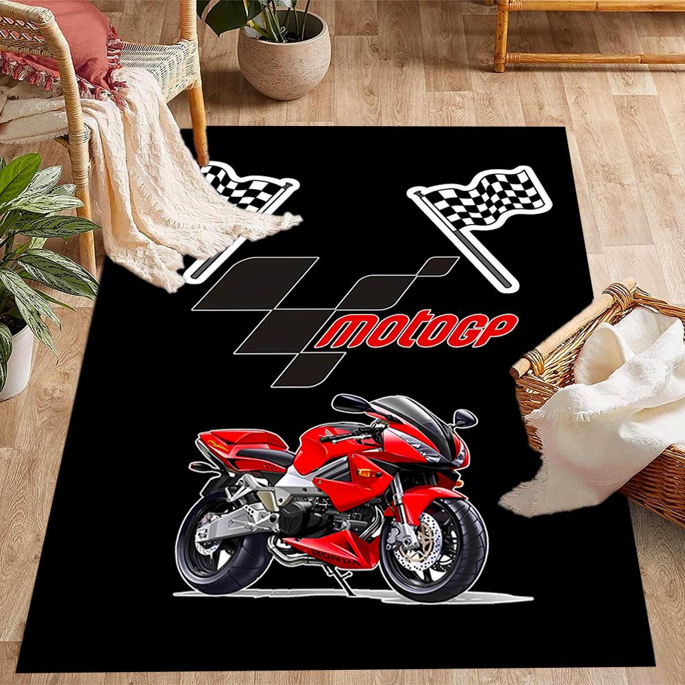 Tappeti Antiscivolo a Tema Logo Fiamme MotoGP - Arredamento per la Casa in Poliestere, Adatti per Camere da Letto, Soggiorni, Ingressi, Studi e Decorazioni