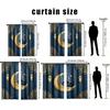2 Pack Navy Blue and Gold Mandala Crescent Curtains, Flat Print, Ramadan Eid Window Decor, Living Room Bedroom Decor