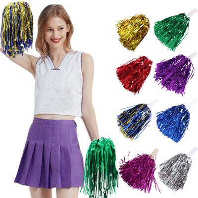 Poms de plástico de folha metálica Poms Poms com cores vibrantes torcendo