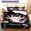 3pcs Custom Name Axolotl Bedding Set Duvet Cover Closure Includes 1 Duvet Cover & 2 Pillowcases, Soft and Comfortable for All Seasons.