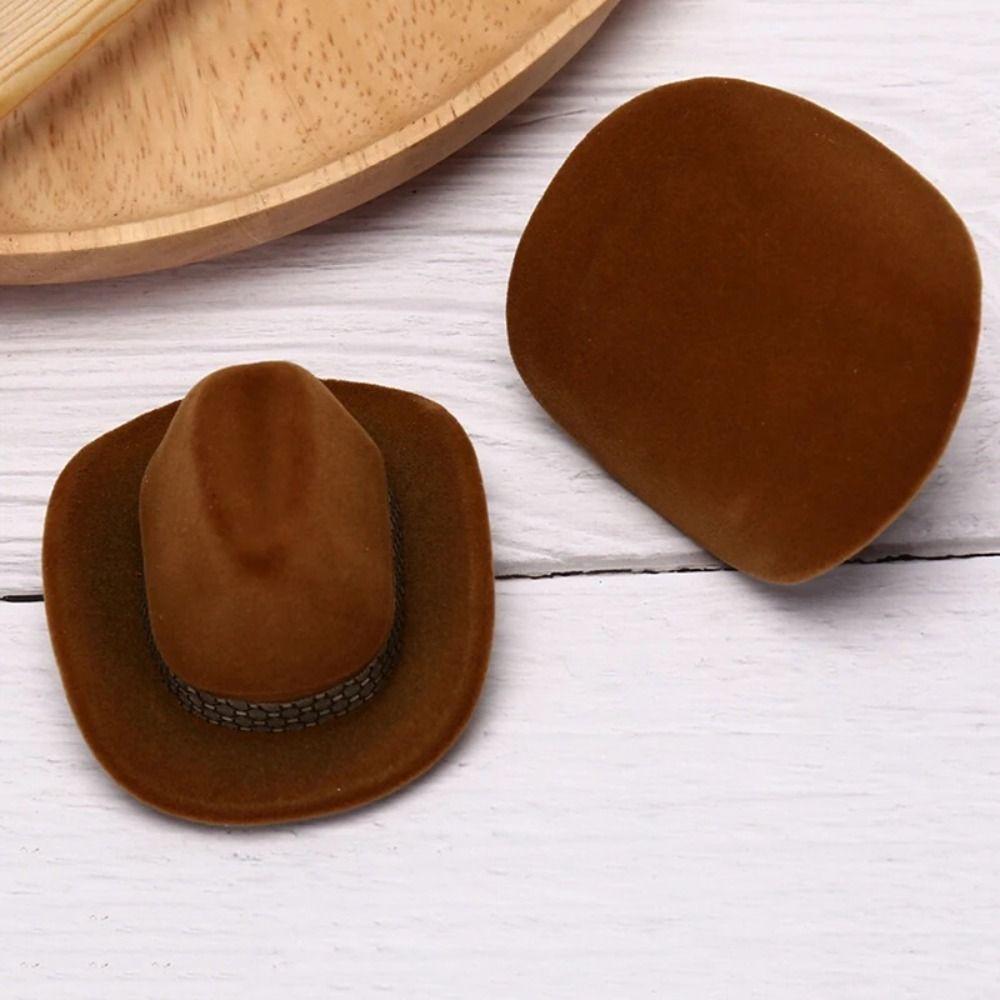 Personalized Western Cowboy Hat Ring Box Flocked Creative Ring Box Jewelry Storage Boxes Girl