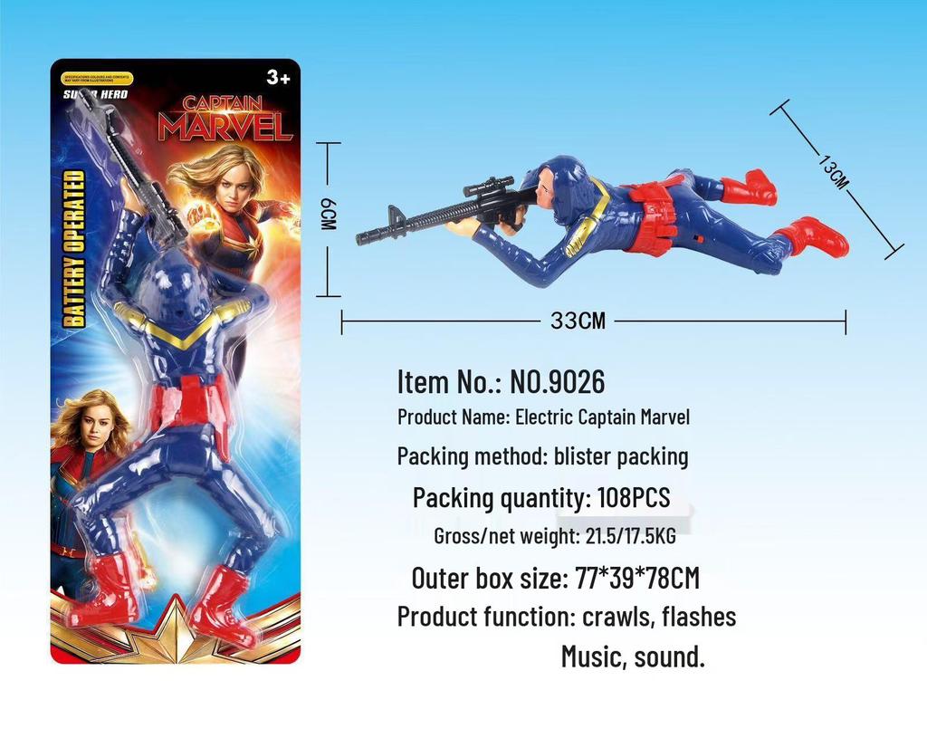 Electric Crawling Captain America & Spider-Man Toy: Lights, Sounds, Music Simulation