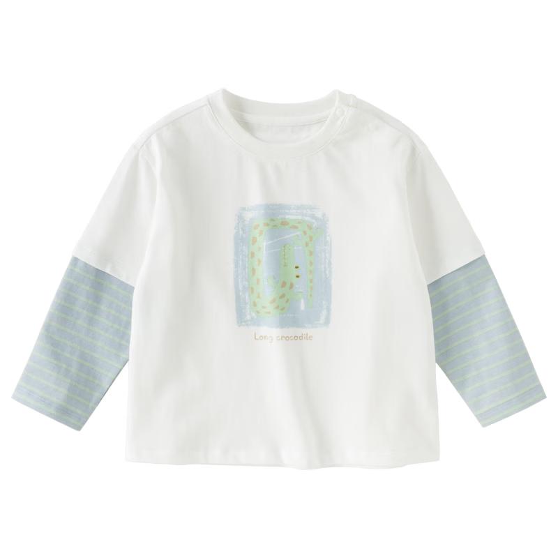 DAVE&BELLA Boys  Faux Two-Piece Long Sleeve Cotton T-Shirt 120