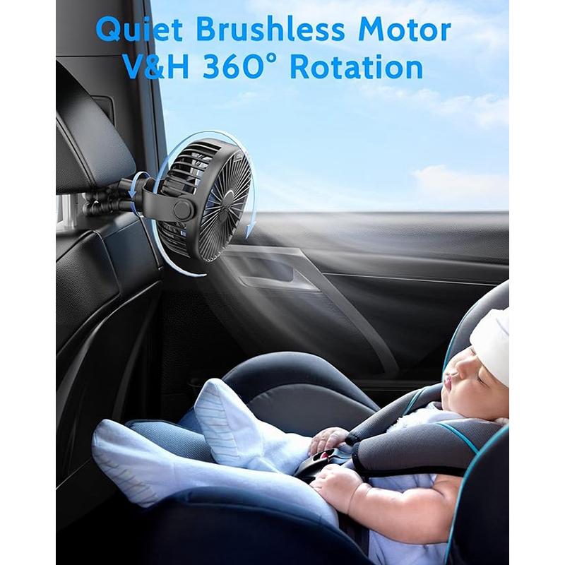 Stroller Fan LED Display Portable Flexible Clip Fan Rechargeable Battery Operated Personal Mini Handheld Car Crib For Baby