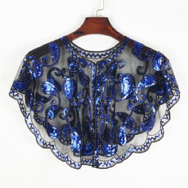 Short Mesh Shawl For Formal Clothes Feature Secure Sequins Detail Soft Polyester Cover Up Easy To Fold And Carry