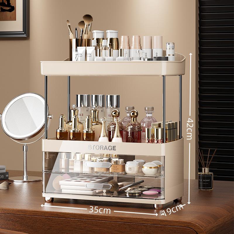 High-End Skincare and Makeup Organizer: Large Capacity Cosmetic Storage Box and Dressing Table Rack