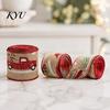 Vintage Style Christmas Ribbon 1 Roll Burlap for Gift Wrapping Tree Decor, Patterned Rustic Holiday Craft Imitation Linen Wired Fabric DIY Crafts And