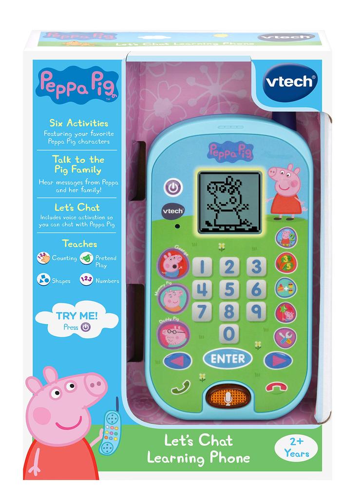 VTech Peppa Pig Pojďme si povídat Učící telefon (Hlasem aktivovaný hračkový telefon s LCD a 4 matematickými hrami)