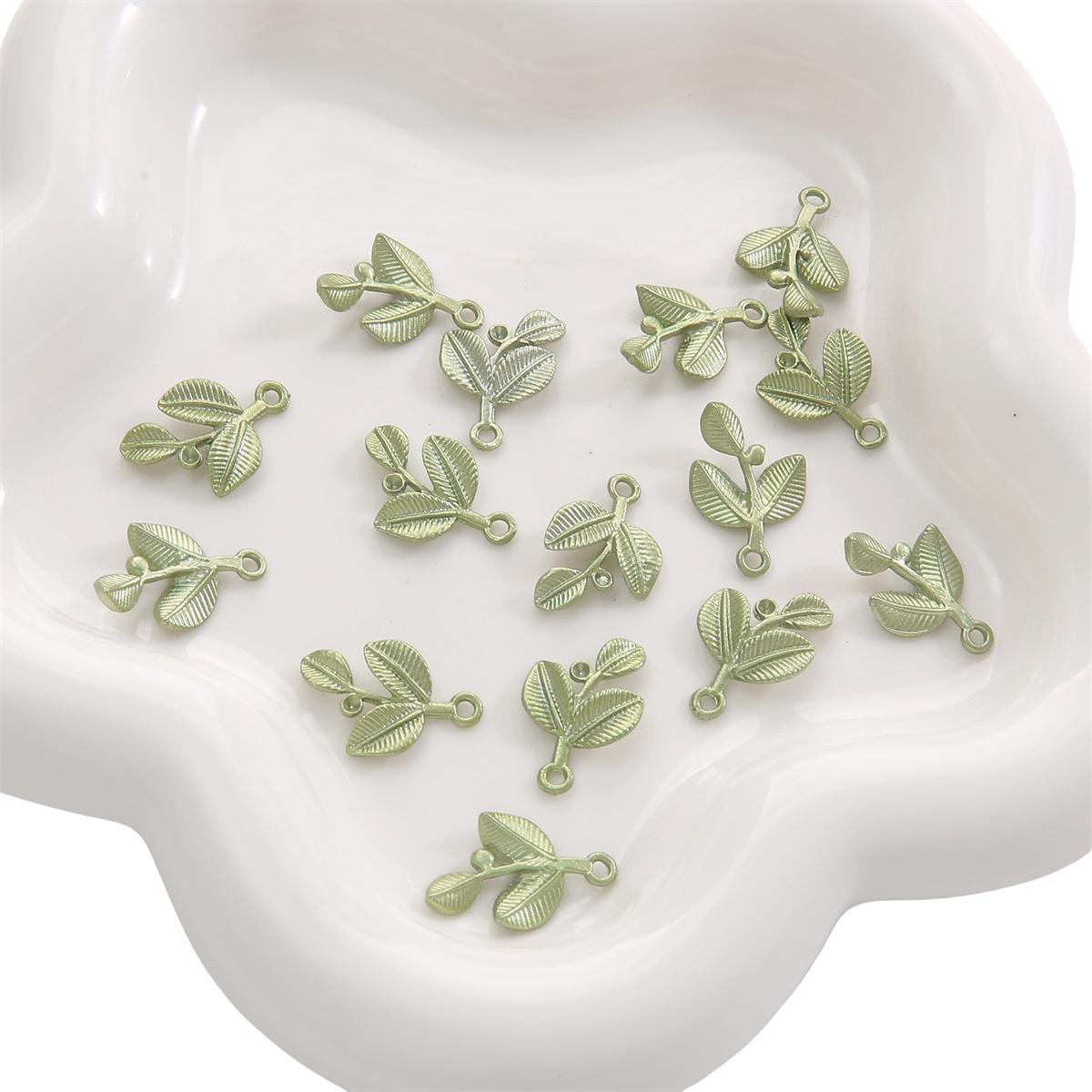 

1-2 шт./пакет из сплава с зелеными листьями, подвеска, браслет, ожерелье, серьги, ювелирные аксессуары 13x20mm 2pcs/bag