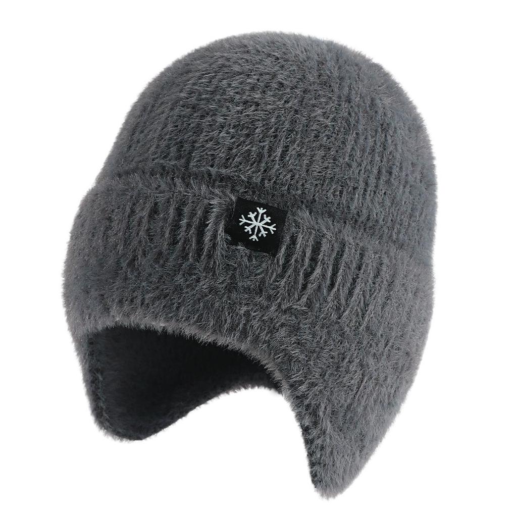 Unisex Winter Strickmütze mit Ohrenklappen - Warme Schneeflocken-Fleece-Beanie für Outdoor-Aktivitäten