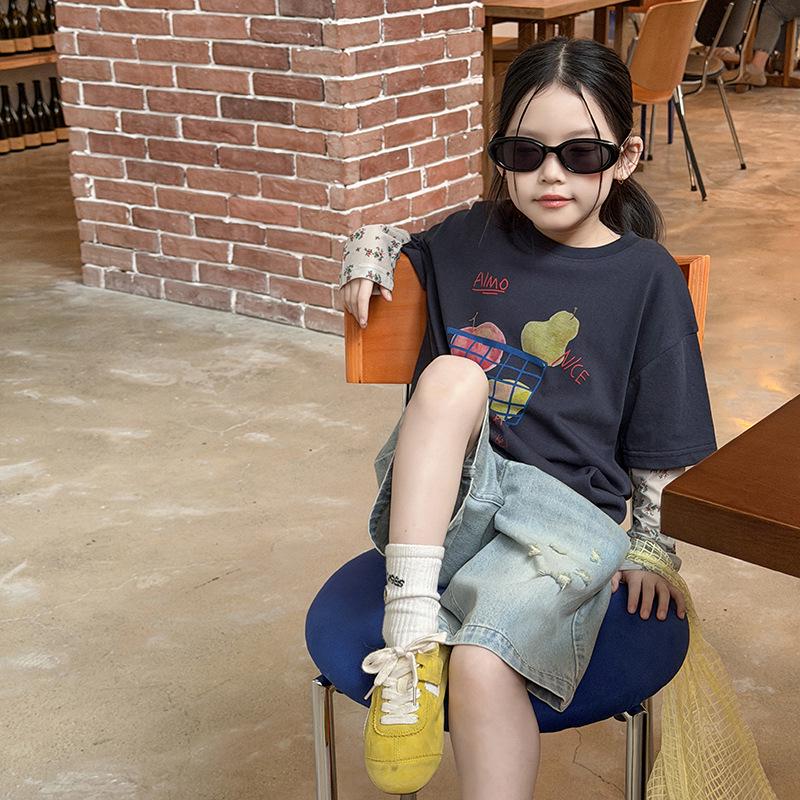 Girls' Korean Style Lightweight Cotton Cartoon T-Shirt