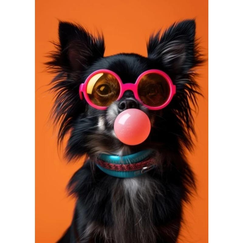 Zvířata Vtipné Tisky Pes Barevné Žvýkačkové Sluneční Brýle Plakát Samojed Francouzský Buldoček Malba na Plátno Nástěnné Umění Obrázek Domácí Dekorace