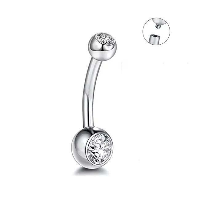 1Pc Titanium Zircon Belly Button Ring Internally Threaded Navel Ring Belly Piercing Women's Navel Piercing Body Jewelry 14G