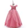 Girls Long Princess Dress Off Shoulder Applique Tulle Formal Gown Kids Pageant Wedding Party